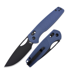 CJRB J1952-BBU - Couteau pliant Acacia, Lame AR-RPM9 Noir et Manche Bleu FRN