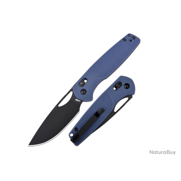 CJRB J1952-BBU - Couteau pliant Acacia, Lame AR-RPM9 Noir et Manche Bleu FRN