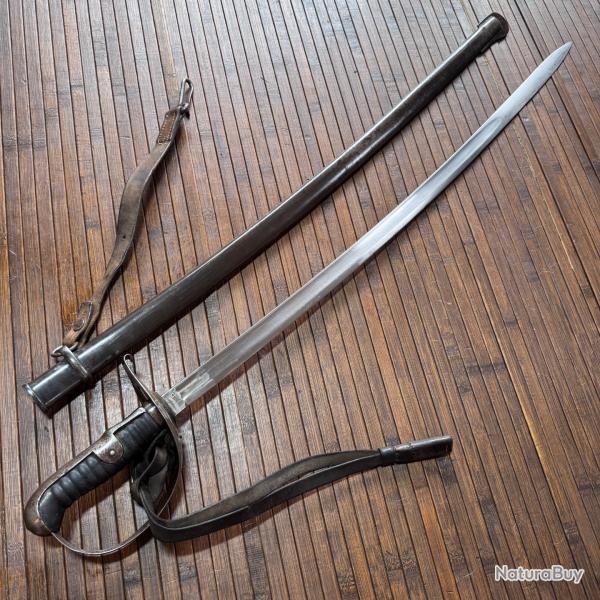 Sabre d'officier Suisse. 1896/1902, Waffenfabrik Neuhausen, 1897. Avec fourreau, beli�re et dragonne