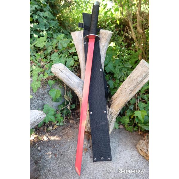 Sabre Katana Lame Acier 440 Garde M�tal Manche Corde Pommeau M�tal Etui NYlon Ninja Home Jacking