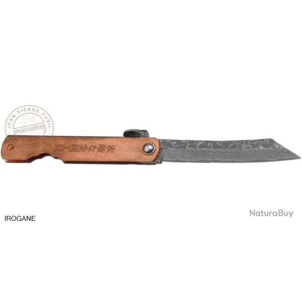B�KER - Couteau HIGONOKAMI - Lame Damass�e Cuivre