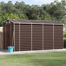 Abri de marron 191 x 385 x 198 cm en acier galvanis&eacute;