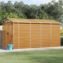 Abri de marron clair 191x385x198 cm acier galvanis&eacute;