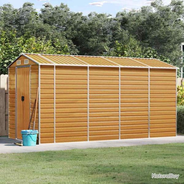 Abri de marron clair 191x385x198 cm acier galvanis�