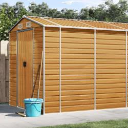 Abri de marron clair 191x640x198 cm acier galvanis&eacute;