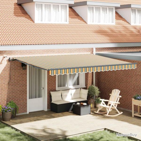 Auvent r�tractable Vert et jaune 450 � 300 cm Polyester