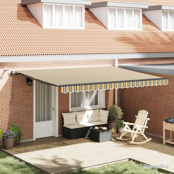 Auvent r�tractable Vert et jaune 450 � 350 cm Polyester