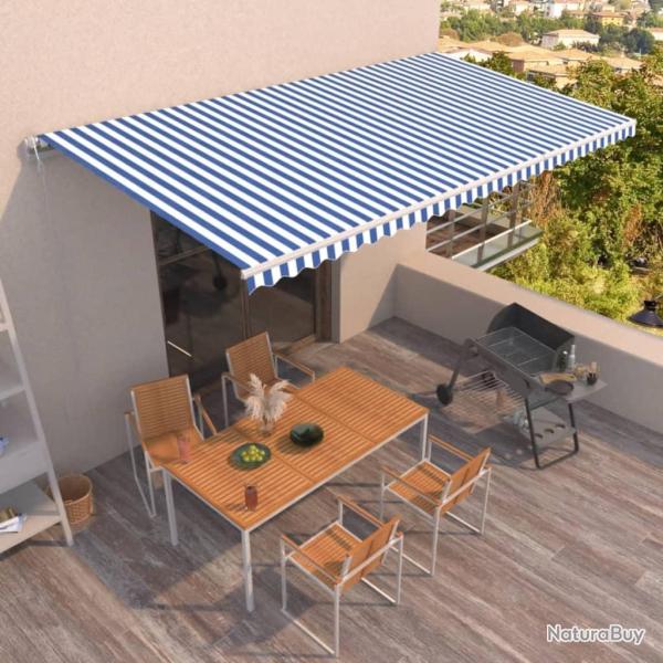 Auvent r�tractable automatique 600x350 cm Bleu et blanc