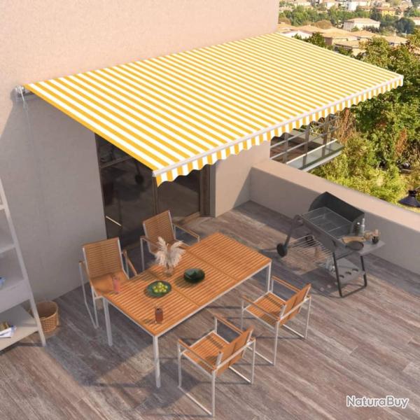 Auvent r�tractable automatique 600x350 cm Jaune et blanc