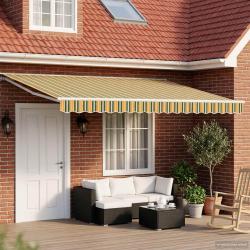 Auvent r&eacute;tractable &eacute;lectrique Vert et jaune 4,5 &times; 3,5 m
