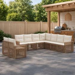 Ensemble de canap&eacute; de 9 pcs Beige et blanc cr&egrave;me