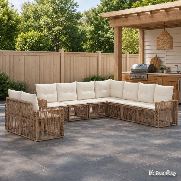 Ensemble de canap� de 9 pcs Beige et blanc cr�me