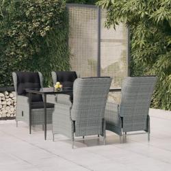 Ensemble &agrave; manger de 5pcs Gris clair R&eacute;sine tress&eacute;e