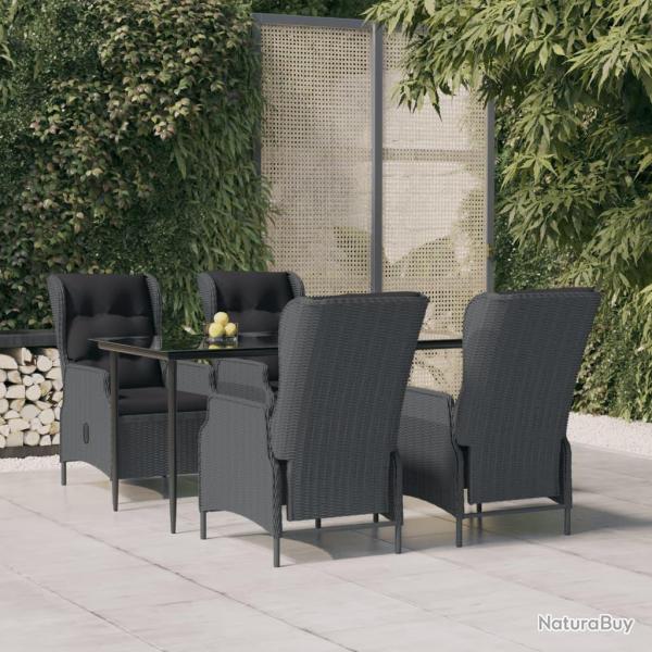 Ensemble � manger de 5pcs Gris fonc� R�sine tress�e