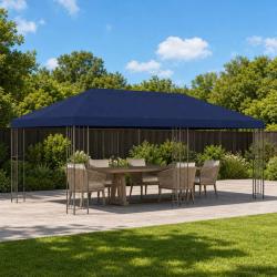 Housse de canop&eacute;e de gazebo 6 x 3 m Bleu Polyester 190