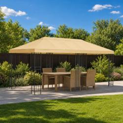 Housse de canop&eacute;e de gazebo 6 x 3 m Cr&egrave;me Polyester 190