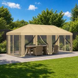 Housse de tonnelle avec murs lat&eacute;raux 6 x 3 m Cr&egrave;me Polyester