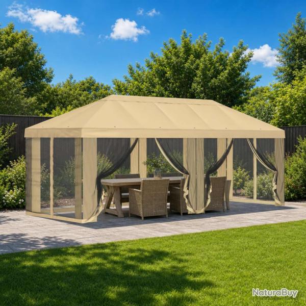 Housse de tonnelle avec murs lat�raux 6 x 3 m Cr�me Polyester