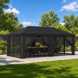 Housse de tonnelle avec murs lat&eacute;raux 6 x 3 m Noir Polyester