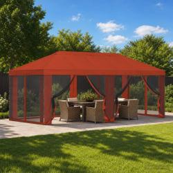 Housse de tonnelle avec murs lat&eacute;raux 6 x 3 m Terre cuite