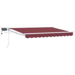 Store r&eacute;tractable manuel avec LEDs Bourgogne et Blanc 3,5 x 2 m