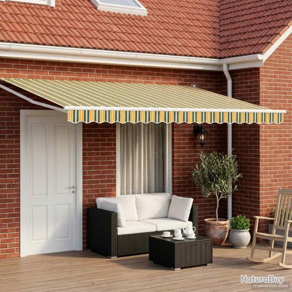 Store r�tractable manuel avec LEDs Vert, Jaune, Blanc 4,5 � 3 m