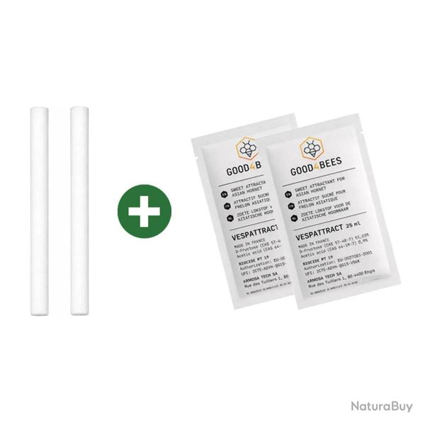 Kit recharge pi�ges frelons asiatiques 2 cotons + 2 attractifs