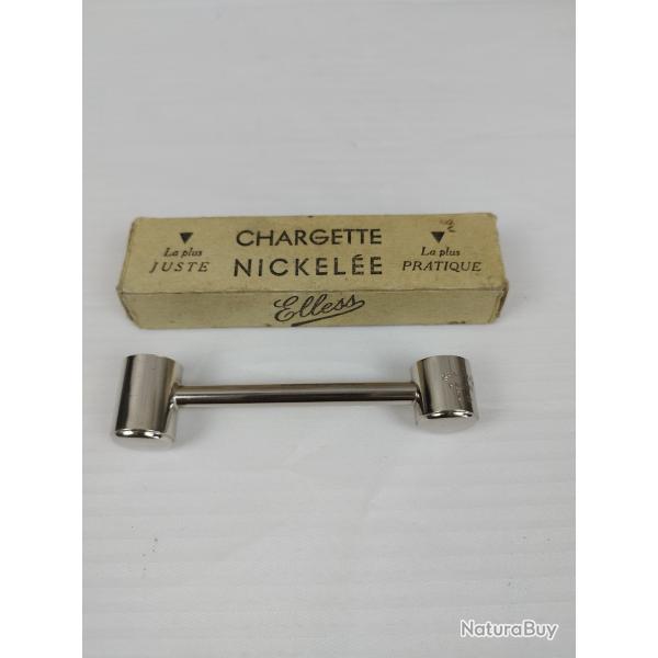 Ancienne Chargette Nickel�e "Elless" pour Poudre T et Plomb - Calibre 12 - Avec bo�te