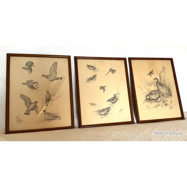 Lot de 3 dessins reproductions Boris Riab