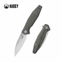 Couteau Pliant Kubey Whammy Lame Acier 14C28N Frame Lock Manche Titane Flamm&eacute; Anodis&eacute; KUB474C