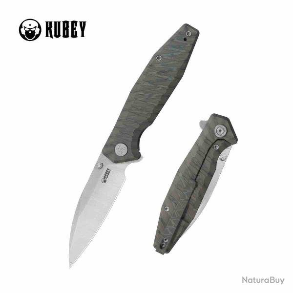 Couteau Pliant Kubey Whammy Lame Acier 14C28N Frame Lock Manche Titane Flamm� Anodis� KUB474C