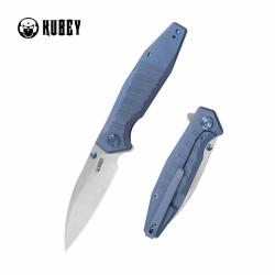 Couteau Pliant Kubey Whammy Lame Acier 14C28N Frame Lock Manche Titane Bleu Anodis&eacute; KUB474B