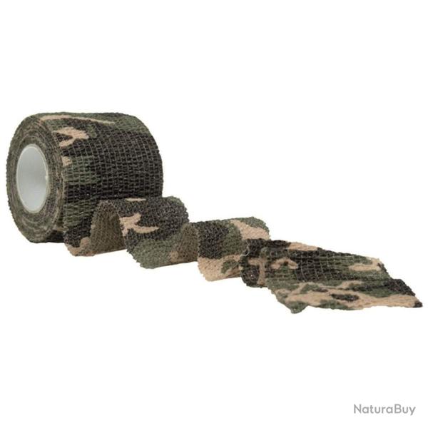 Adh�sif tactique Mil-Tec Wrap auto-agrippant 5 cm � 4,5 m silencieux et r�utilisable Woodland