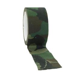 Adh&eacute;sif textile Mil-Tec en coton et gomme synth&eacute;tique largeur 50 mm longueur 10 m Woodland