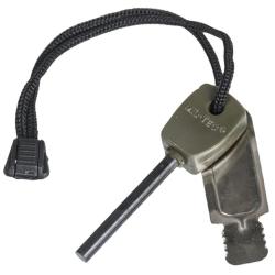 Allume-feu Mil-Tec Fire Steel petit mod&egrave;le barreau ferroc&eacute;rium 5 cm avec grattoir et cordelette Vert