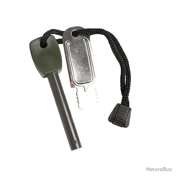 Allume-feu Mil-Tec Firesteel Large avec grattoir et cordelette Vert olive