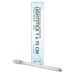 B&acirc;ton lumineux chimique Mil-Tec 1 &times; 15 cm haute intensit&eacute; 30 minutes Blanc