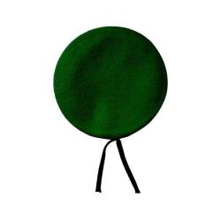 B&eacute;ret Le Centurion vert Commando Marine en laine m&eacute;rinos, bord cuir et doublure ac&eacute;tate - T59