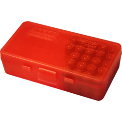 Bo&icirc;te de rangement MTM compartiment&eacute;e pour 50 cartouches calibre .38 / .357 Rouge clair