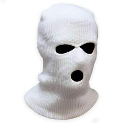 Cagoule Mil-Tec Balaclava 3 trous en polyacrylique Blanc