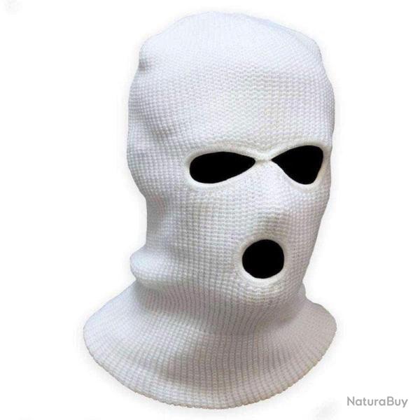 Cagoule Mil-Tec Balaclava 3 trous en polyacrylique Blanc