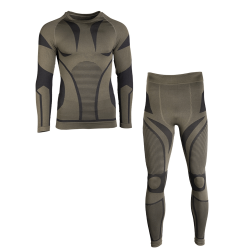 Cale&ccedil;on long thermor&eacute;gulateur Mil-Tec Performance nylon-polyester-&eacute;lasthanne stretch 4 sens Vert oli