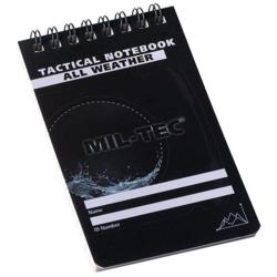 Carnet tactique Mil-Tec &eacute;tanche 48 feuillets format 75 &times; 130 mm Noir