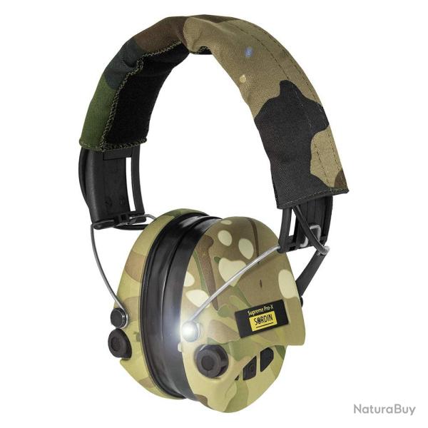 Casque anti-bruit Sordin Supreme Pro X Led [SNR : 25 dB / HML : H=28 M=21 L=16] Multicam