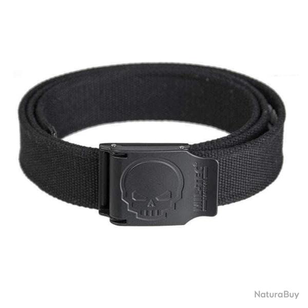 Ceinture Mil-Tec Skull en polyester 40 mm avec boucle alliage de zinc grav�e motif t�te de mort Noir