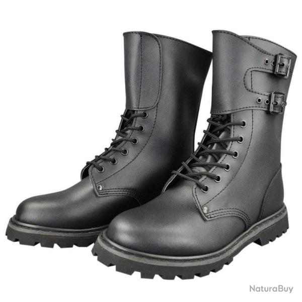 Chaussures de combat Mil-Tec BMJA65 en cuir avec 2 boucles et 6 oeillets Noir - 46 EU / 12 UK