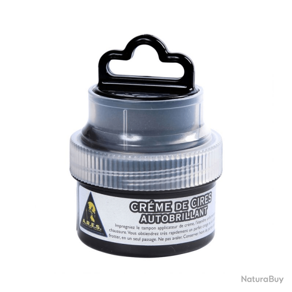 Cirage Ares noir avec applicateur int�gr�, flacon 75 ml, entretien du cuir lisse