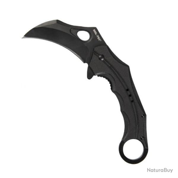 Couteau pliant Karambit Mil-Tec One-Hand lame 8 cm acier 3Cr13MoV manche G10 Noir