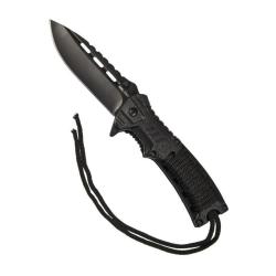 Couteau pliant Mil-Tec One-Hand Paracord lame 10 cm 3Cr13 avec firesteel et sifflet Noir