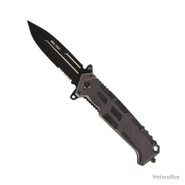 Couteau pliant tactique Mil-Tec Assault � manche G10 lame Spear Point acier 440 9,2 cm avec brise-vi